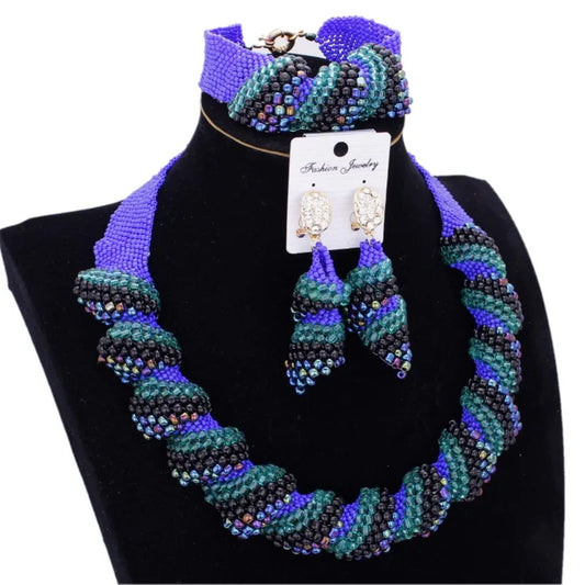 Jewelry Sets for African  Women, Bracelet, Earrings, Necklace Handmade