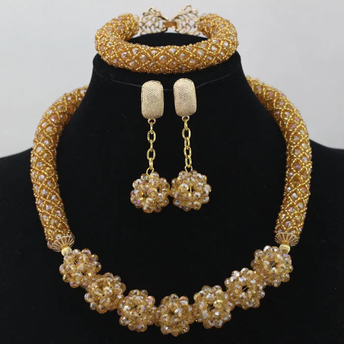 Handmade Glamorous Teal Green African Beads Jewelry Set