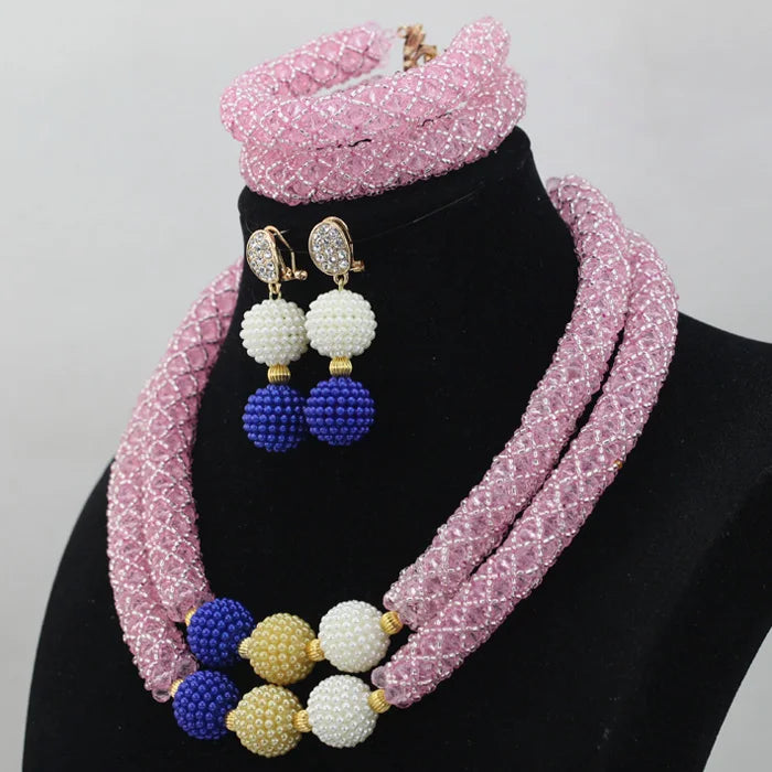 Splendid Peach Pink African Jewelry Set
