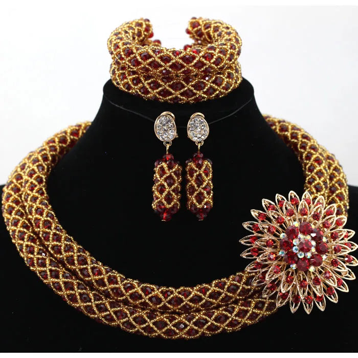 Splendid Peach Pink African Jewelry Set