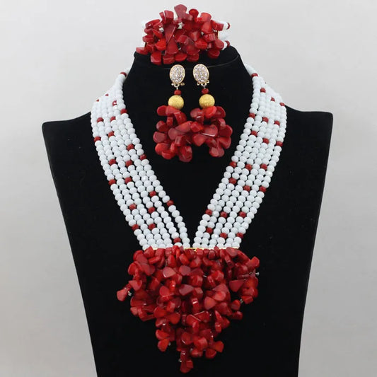 New African Coral  Beads Jewelry Set