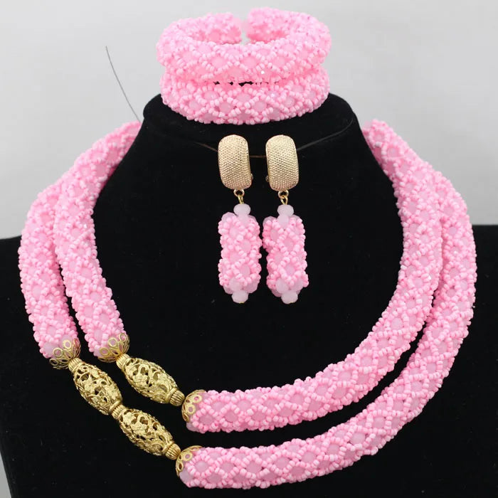 Splendid Peach Pink African Jewelry Set