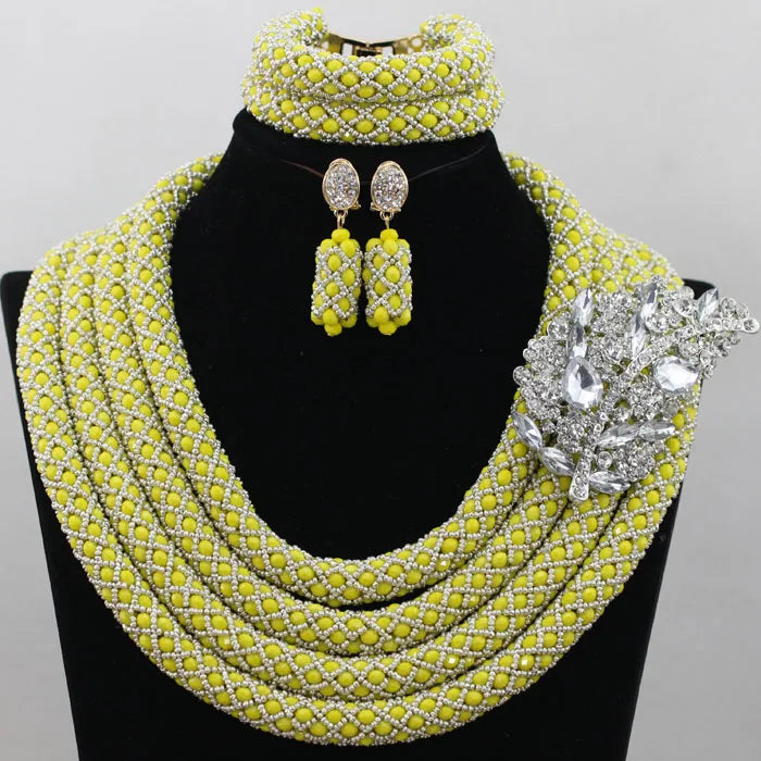 African Fashion Orange/Lime Green  Jewelry Set
