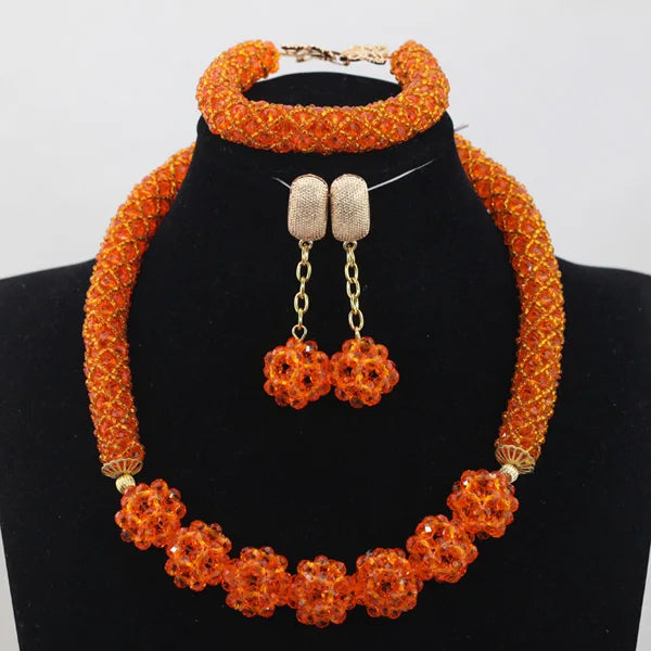 Handmade Glamorous Teal Green African Beads Jewelry Set