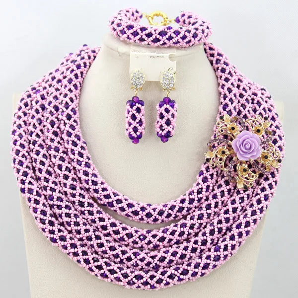 African Fashion Orange/Lime Green  Jewelry Set