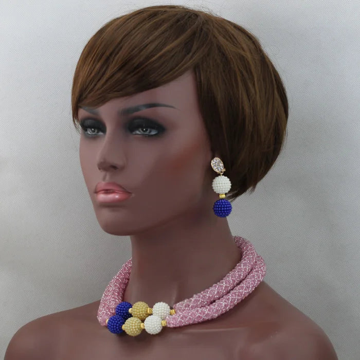 Splendid Peach Pink African Jewelry Set