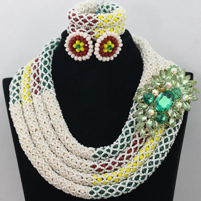 African Fashion Orange/Lime Green  Jewelry Set