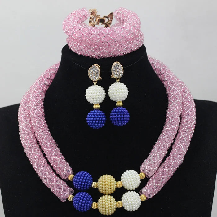 Splendid Peach Pink African Jewelry Set