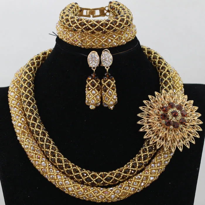 Splendid Peach Pink African Jewelry Set
