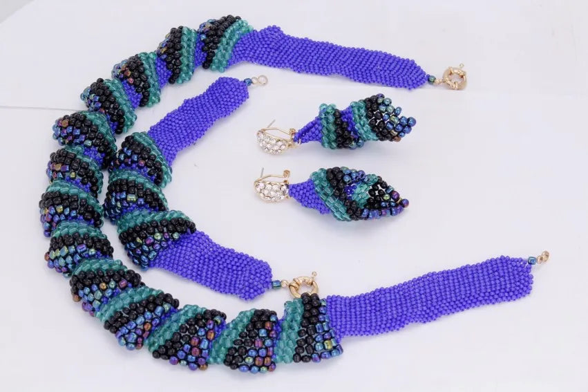 Jewelry Sets for African  Women, Bracelet, Earrings, Necklace Handmade