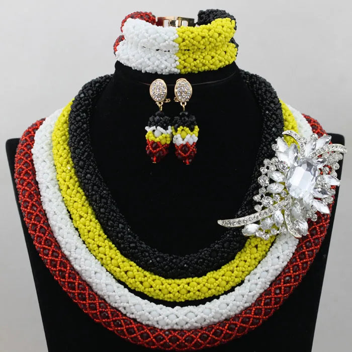 African Fashion Orange/Lime Green  Jewelry Set
