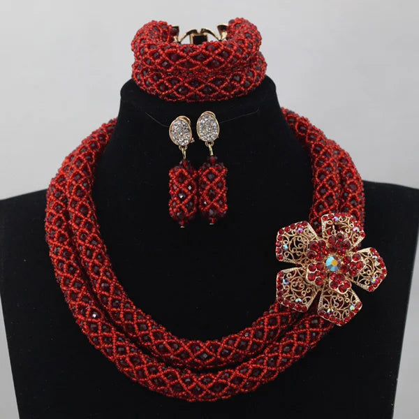Splendid Peach Pink African Jewelry Set