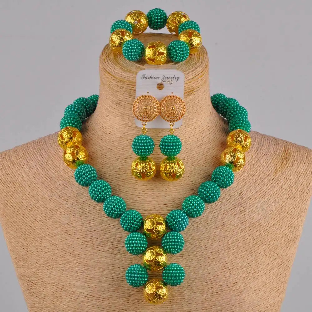 African Fuchsia pink costume necklace jewelry set