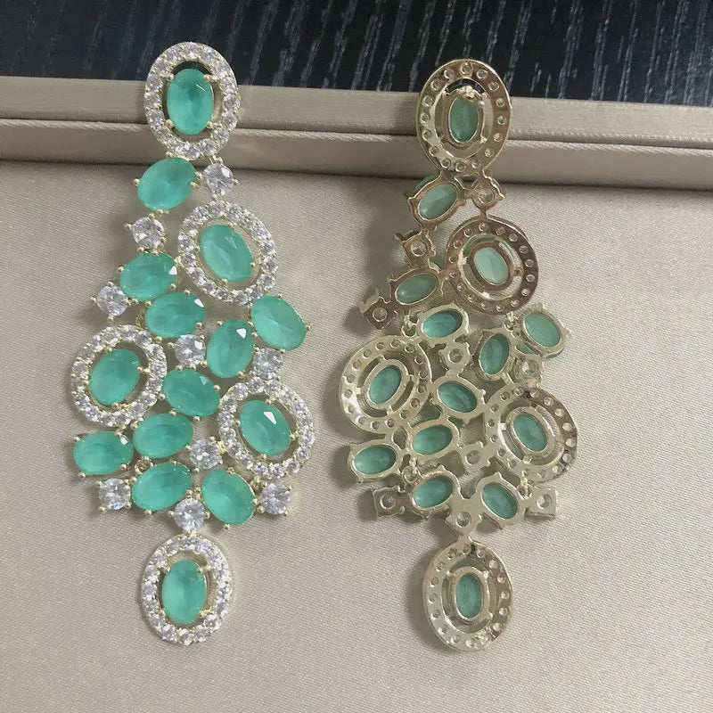 Bilincolor Green Cubic Zircon  Earring for Women