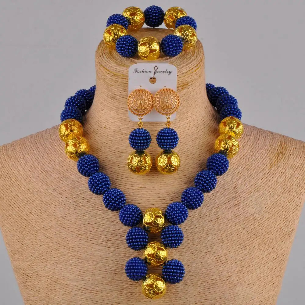 African Fuchsia pink costume necklace jewelry set