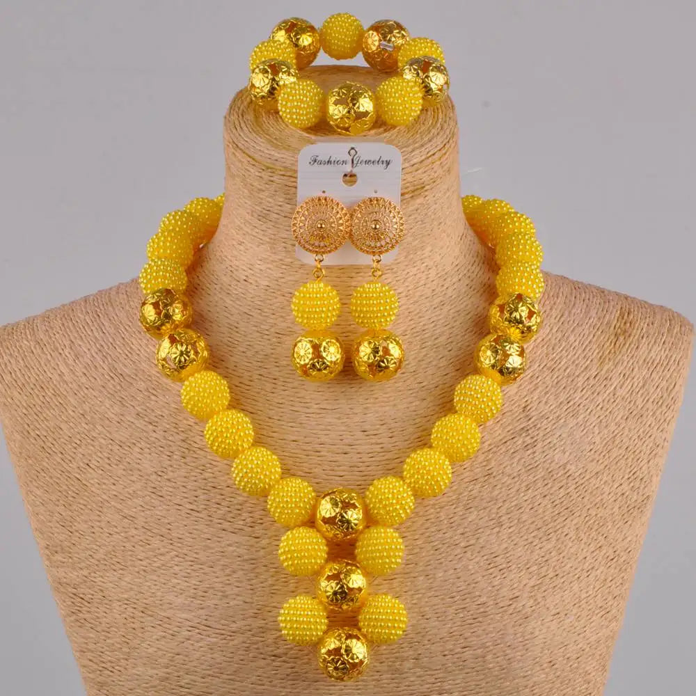African Fuchsia pink costume necklace jewelry set