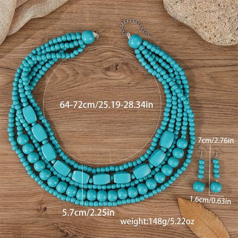 New Colorful Handmade Multi-Layer Acrylic Beads Necklace/Earring Sets.