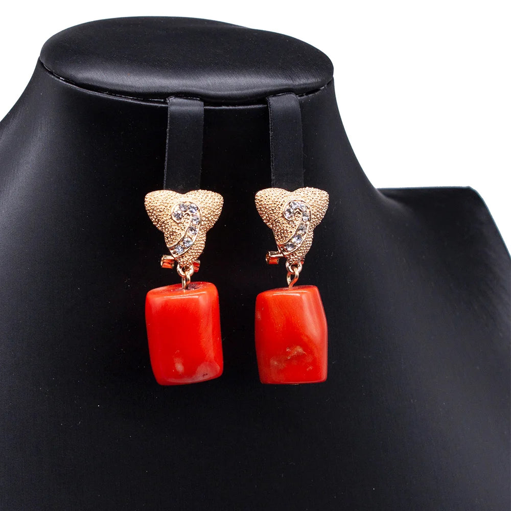 African Coral Beads Necklace Set for Wedding and Cultural Events