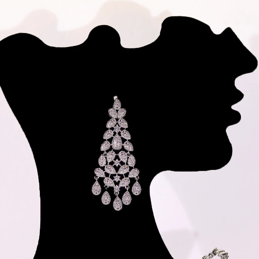 ASNORA Gorgeous CZ Crystal Zirconia Luxury Silver Color Necklace