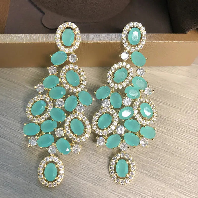 Bilincolor Green Cubic Zircon  Earring for Women