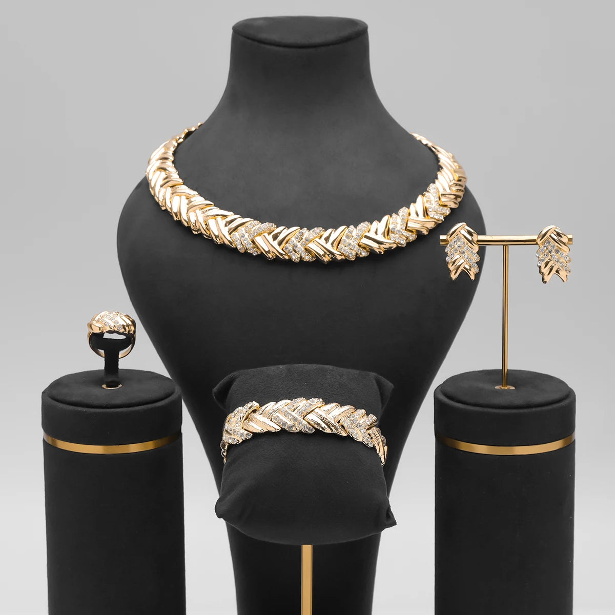 Crystal Necklace, Earrings, Bracelet & Ring Jewelry Set