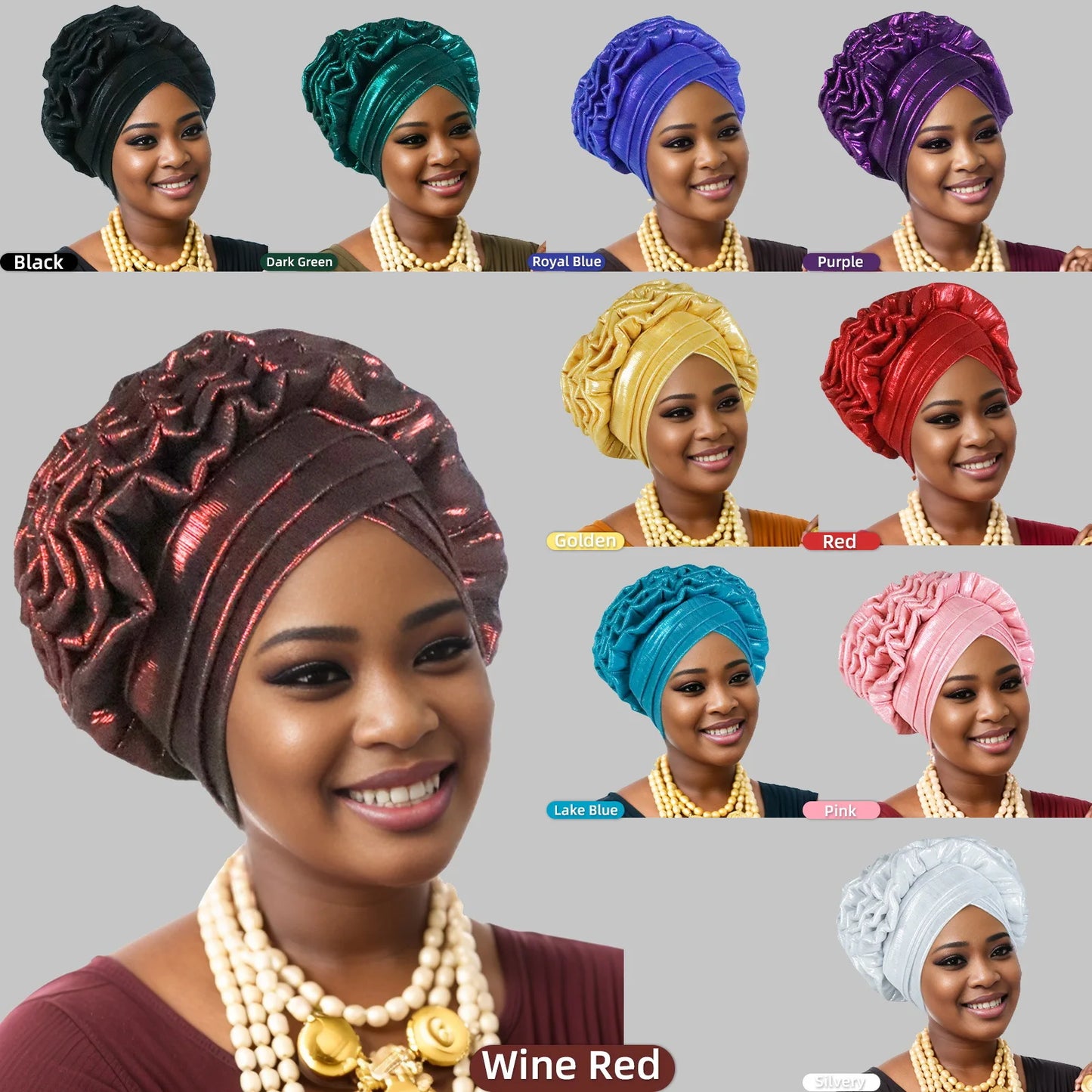 New Fashion African Turban Head wear Auto Gele for Woman