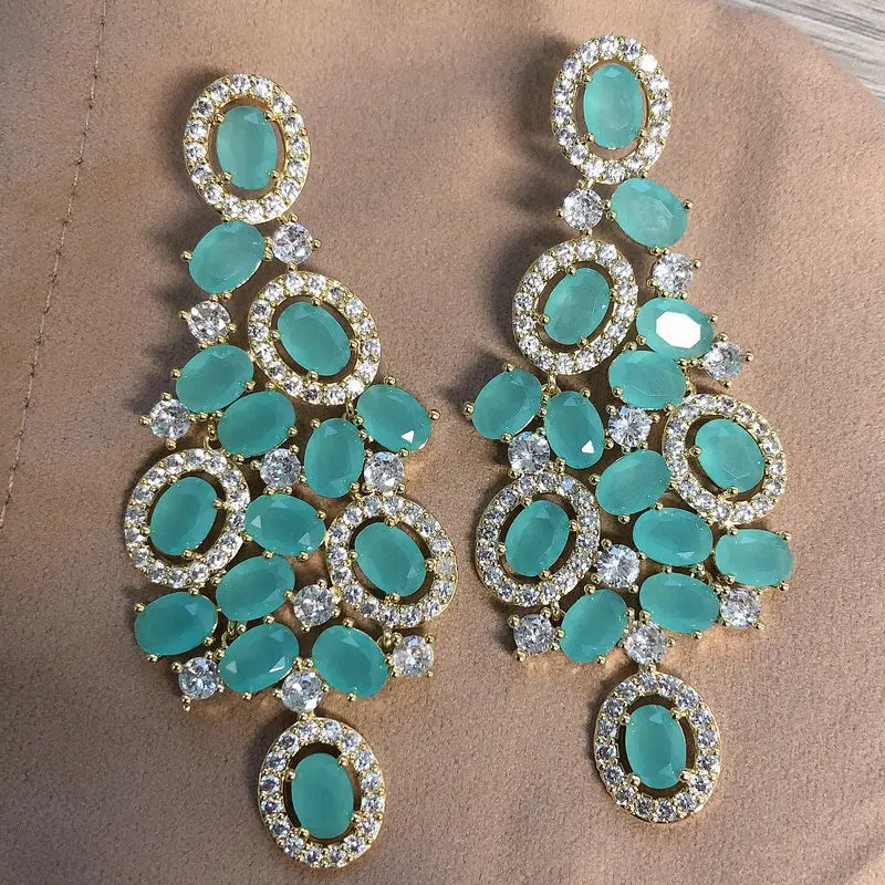 Bilincolor Green Cubic Zircon  Earring for Women