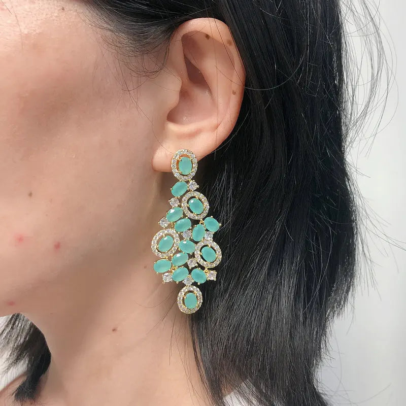Bilincolor Green Cubic Zircon  Earring for Women