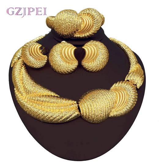 Luxury 18K Gold Plated Big Jewelry Set Large Necklace