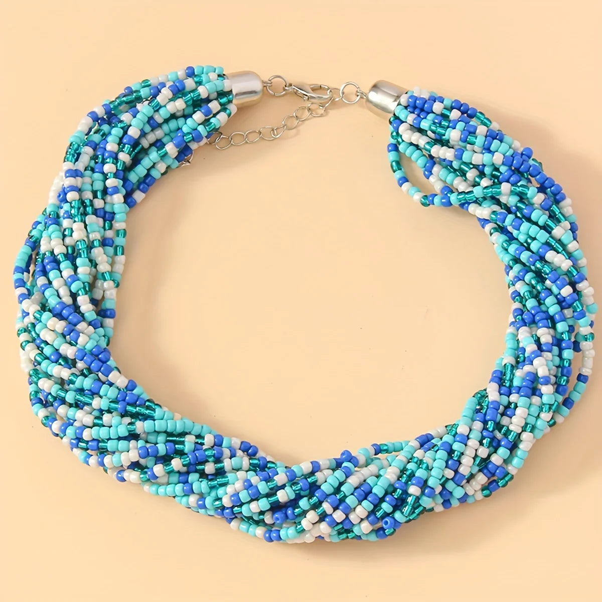 1pc Fashion Bohemian Green Blue Multi Layer Necklace