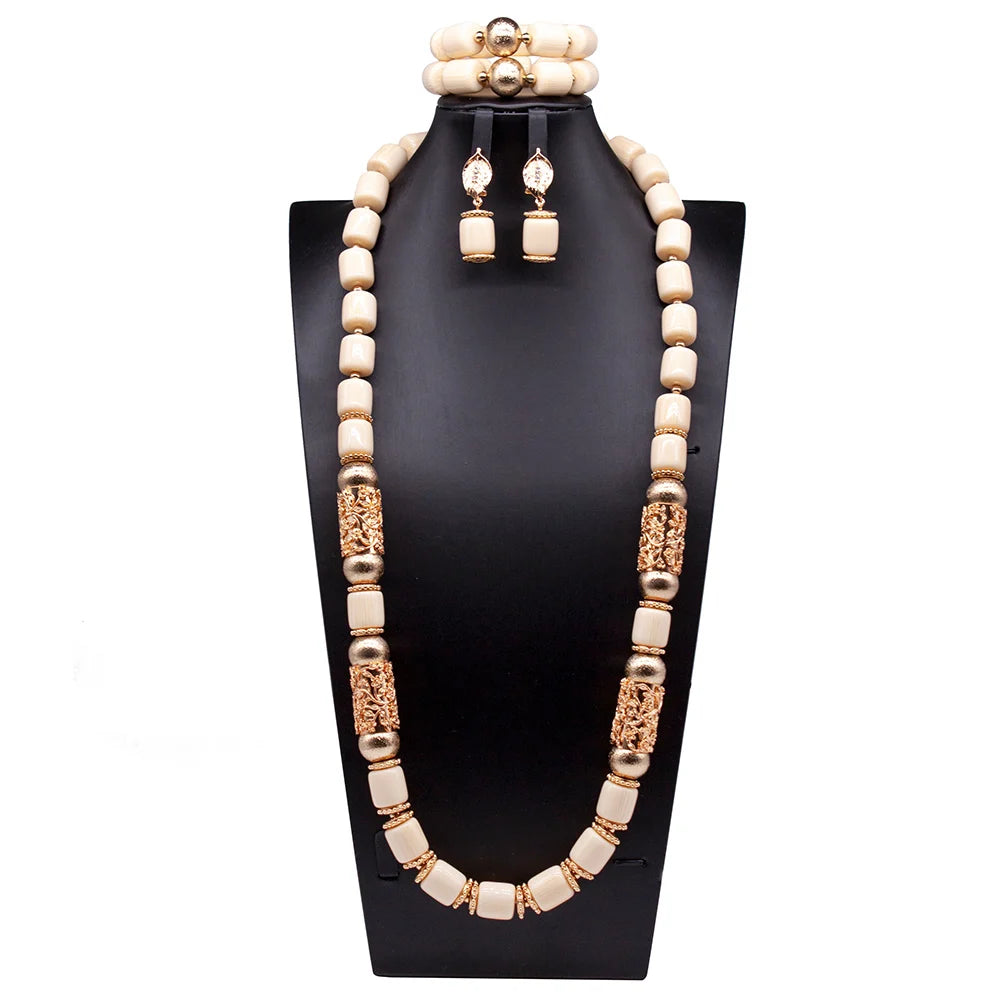 African Coral Beads Necklace Set for Wedding and Cultural Events