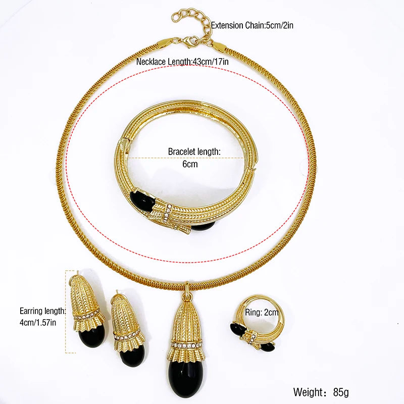 Italian Luxury Red Opal Pendant Jewelry Set For Women