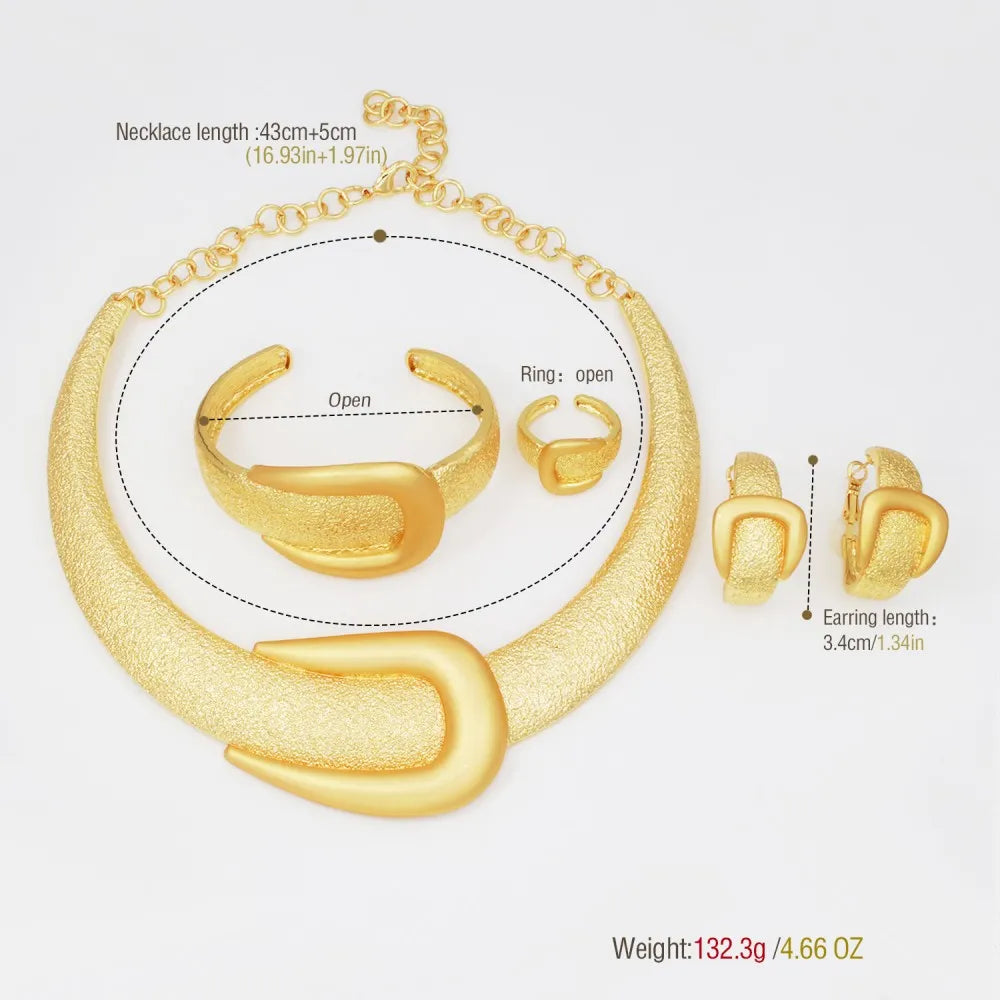 2025 New Exaggerate Jewelry Set Dubai Gold Color Necklace & Bangle