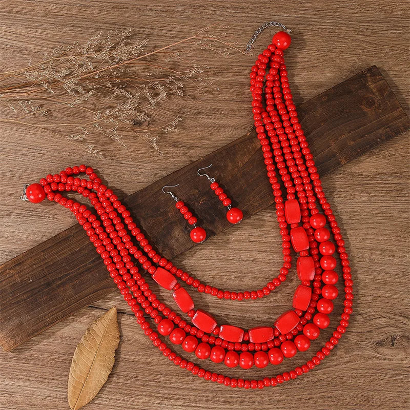 New Colorful Handmade Multi-Layer Acrylic Beads Necklace/Earring Sets.
