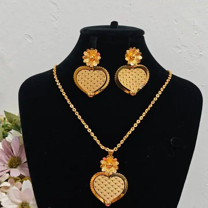 African Gold Color Women Necklace & Earrings