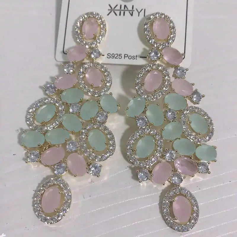 Bilincolor Green Cubic Zircon  Earring for Women