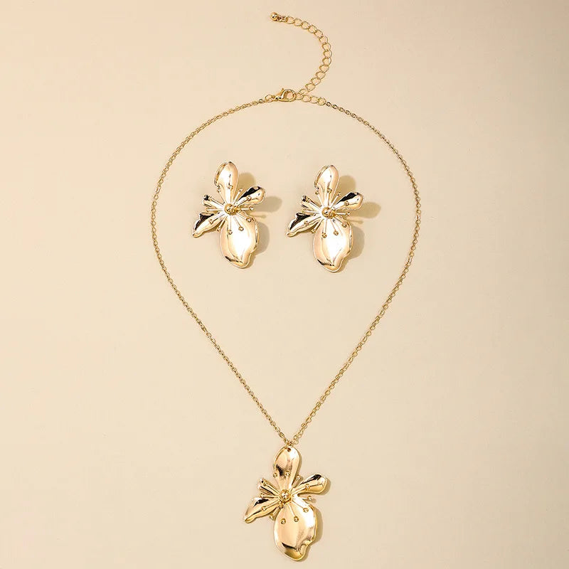 Korean Fashion Designer Enamel Flower Necklace Set