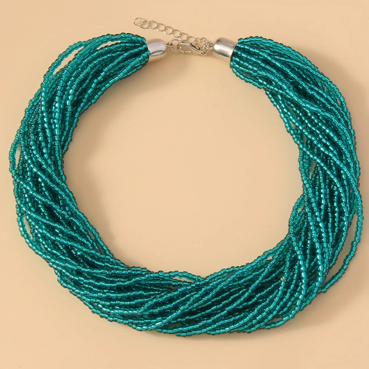 1pc Fashion Bohemian Green Blue Multi Layer Necklace