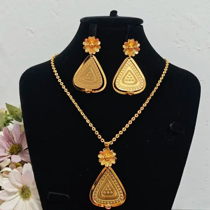 African Gold Color Women Necklace & Earrings
