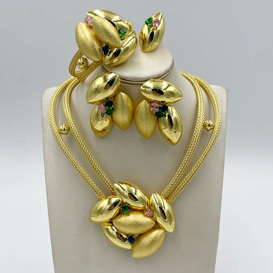 Dubai Gold Color Jewelry Set, 18K Gold
