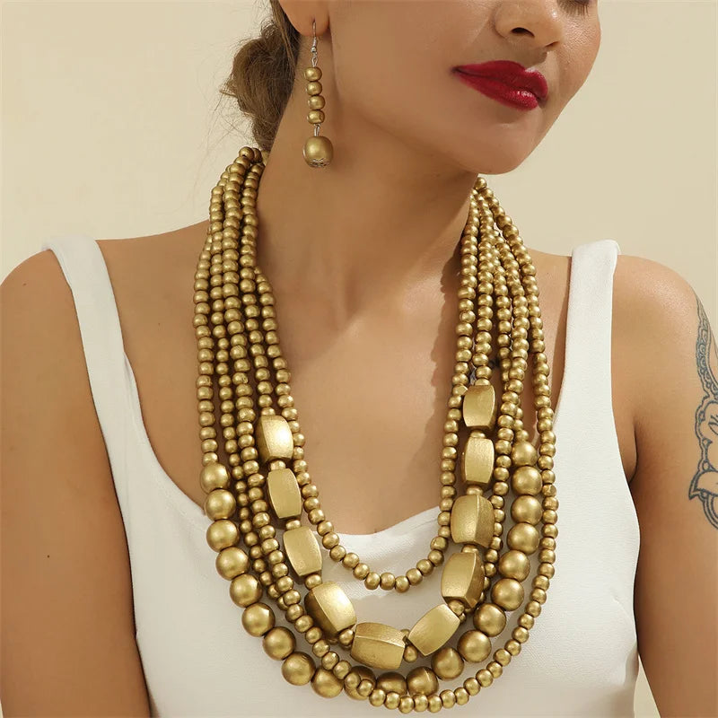 New Colorful Handmade Multi-Layer Acrylic Beads Necklace/Earring Sets.