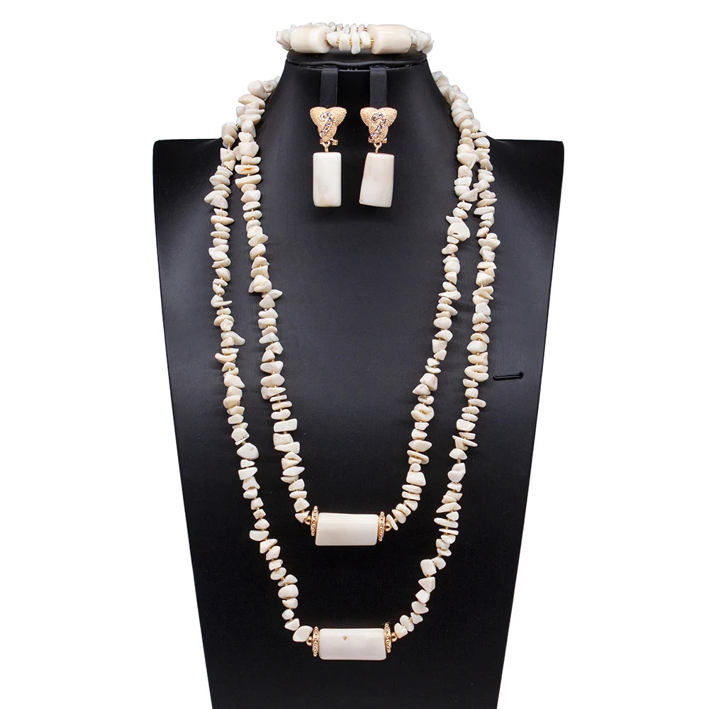 African Coral Beads Necklace Set for Wedding and Cultural Events