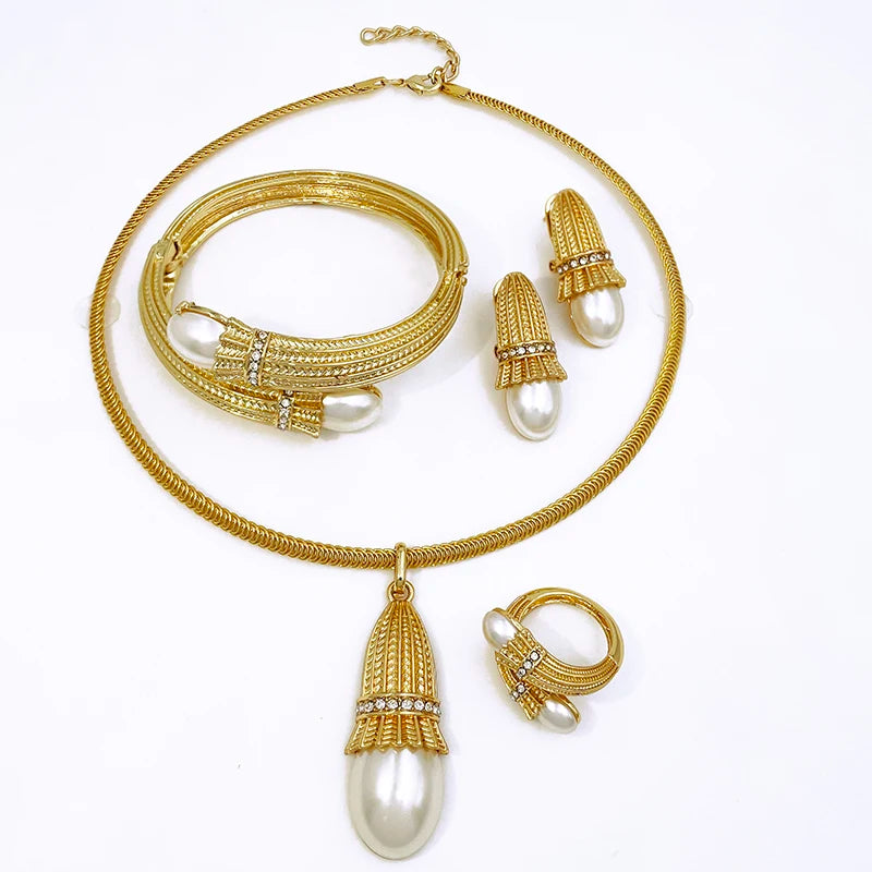 Italian Luxury Red Opal Pendant Jewelry Set For Women